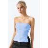 QINSEN Women’s Tube Top Double Lined Side Split Strapless Bandeau Top Ruched Summer Going Out Tank Tops(Sky Blue)