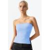QINSEN Women’s Tube Top Double Lined Side Split Strapless Bandeau Top Ruched Summer Going Out Tank Tops(Sky Blue)