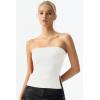 QINSEN Women’s Tube Top Double Lined Side Split Strapless Bandeau Top Ruched Summer Going Out Tank Tops(White)