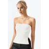 QINSEN Women’s Tube Top Double Lined Side Split Strapless Bandeau Top Ruched Summer Going Out Tank Tops(White)