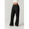 QINSEN Womens Zip Front Wide Leg Long Pants High Waist Causal Cargo Pants Cotton Pocket Palazzo Pants(Black)