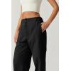 QINSEN Womens Zip Front Wide Leg Long Pants High Waist Causal Cargo Pants Cotton Pocket Palazzo Pants(Black)