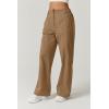 QINSEN Womens Zip Front Wide Leg Long Pants High Waist Causal Cargo Pants Cotton Pocket Palazzo Pants(Brown)