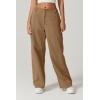 QINSEN Womens Zip Front Wide Leg Long Pants High Waist Causal Cargo Pants Cotton Pocket Palazzo Pants(Brown)