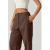 QINSEN Womens Zip Front Wide Leg Long Pants High Waist Causal Cargo Pants Cotton Pocket Palazzo Pants(Coffee Bean)