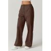 QINSEN Womens Zip Front Wide Leg Long Pants High Waist Causal Cargo Pants Cotton Pocket Palazzo Pants(Coffee Bean)