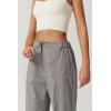 QINSEN Womens Zip Front Wide Leg Long Pants High Waist Causal Cargo Pants Cotton Pocket Palazzo Pants(Dark Grey)