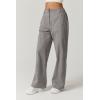 QINSEN Womens Zip Front Wide Leg Long Pants High Waist Causal Cargo Pants Cotton Pocket Palazzo Pants(Dark Grey)