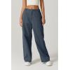 QINSEN Womens Zip Front Wide Leg Long Pants High Waist Causal Cargo Pants Cotton Pocket Palazzo Pants(Dark Slate)