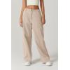 QINSEN Womens Zip Front Wide Leg Long Pants High Waist Causal Cargo Pants Cotton Pocket Palazzo Pants(Doeskin)