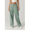 QINSEN Womens Zip Front Wide Leg Long Pants High Waist Causal Cargo Pants Cotton Pocket Palazzo Pants(Iceberg Green)
