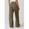 QINSEN Womens Zip Front Wide Leg Long Pants High Waist Causal Cargo Pants Cotton Pocket Palazzo Pants(Martini Olive)