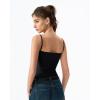 QINSEN Women’s Mesh Camisole Tank Top Double Lined Spaghetti Strap Sleeveless Cami Shirts(Black)