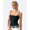 QINSEN Women’s Mesh Camisole Tank Top Double Lined Spaghetti Strap Sleeveless Cami Shirts(Black)