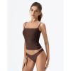 QINSEN Women’s Mesh Camisole Tank Top Double Lined Spaghetti Strap Sleeveless Cami Shirts(Coffee Bean)