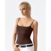 QINSEN Women’s Mesh Camisole Tank Top Double Lined Spaghetti Strap Sleeveless Cami Shirts(Coffee Bean)