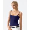 QINSEN Women’s Mesh Camisole Tank Top Double Lined Spaghetti Strap Sleeveless Cami Shirts(Navy Blue)