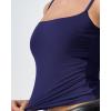QINSEN Women’s Mesh Camisole Tank Top Double Lined Spaghetti Strap Sleeveless Cami Shirts(Navy Blue)