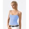 QINSEN Women’s Mesh Camisole Tank Top Double Lined Spaghetti Strap Sleeveless Cami Shirts(Sky Blue)