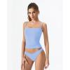 QINSEN Women’s Mesh Camisole Tank Top Double Lined Spaghetti Strap Sleeveless Cami Shirts(Sky Blue)
