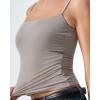 QINSEN Women’s Mesh Camisole Tank Top Double Lined Spaghetti Strap Sleeveless Cami Shirts(Taupe Gray)