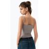 QINSEN Women’s Mesh Camisole Tank Top Double Lined Spaghetti Strap Sleeveless Cami Shirts(Taupe Gray)