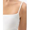 QINSEN Women’s Mesh Camisole Tank Top Double Lined Spaghetti Strap Sleeveless Cami Shirts(White)