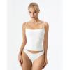 QINSEN Women’s Mesh Camisole Tank Top Double Lined Spaghetti Strap Sleeveless Cami Shirts(White)