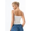 QINSEN Women’s Mesh Camisole Tank Top Double Lined Spaghetti Strap Sleeveless Cami Shirts(White)