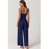 QINSEN Womens Casual Loose Overalls Jumpsuit Square Neck One Piece Sleeveless Wide Leg Rompers Outfits(Navy Blue)
