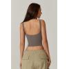QINSEN Womens Sleeveless Cropped Rib Knit Seamless Sweetheart Neckline Going Out Tank Tops(Dark Grey)