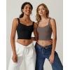QINSEN Womens Sleeveless Cropped Rib Knit Seamless Sweetheart Neckline Going Out Tank Tops(Dark Grey)