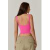 QINSEN Womens Sleeveless Cropped Rib Knit Seamless Sweetheart Neckline Going Out Tank Tops(Rosy)