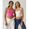QINSEN Womens Sleeveless Cropped Rib Knit Seamless Sweetheart Neckline Going Out Tank Tops(Rosy)