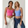 QINSEN Womens Sleeveless Cropped Rib Knit Seamless Sweetheart Neckline Going Out Tank Tops(Vista Blue)