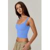 QINSEN Womens Sleeveless Cropped Rib Knit Seamless Sweetheart Neckline Going Out Tank Tops(Vista Blue)