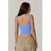 QINSEN Womens Sleeveless Cropped Rib Knit Seamless Sweetheart Neckline Going Out Tank Tops(Vista Blue)