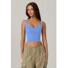 QINSEN Womens Sleeveless Cropped Rib Knit Seamless Sweetheart Neckline Going Out Tank Tops(Vista Blue)