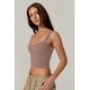 QINSEN Womens Sleeveless Cropped Rib Knit Seamless Sweetheart Neckline Going Out Tank Tops(Warm Taupe)