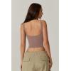 QINSEN Womens Sleeveless Cropped Rib Knit Seamless Sweetheart Neckline Going Out Tank Tops(Warm Taupe)