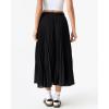 QINSEN Women’s Elegant Flowy Pleated Chiffon Skirts A-line Swing Midi Skirts Elastic Waist Soft Linging(Black)