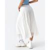 QINSEN Women’s Elegant Flowy Pleated Chiffon Skirts A-line Swing Midi Skirts Elastic Waist Soft Linging(White)