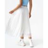 QINSEN Women’s Elegant Flowy Pleated Chiffon Skirts A-line Swing Midi Skirts Elastic Waist Soft Linging(White)