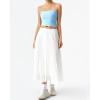 QINSEN Women’s Elegant Flowy Pleated Chiffon Skirts A-line Swing Midi Skirts Elastic Waist Soft Linging(White)