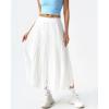 QINSEN Women’s Elegant Flowy Pleated Chiffon Skirts A-line Swing Midi Skirts Elastic Waist Soft Linging(White)