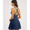 QINSEN Womens V Neck Pleated Tennis Dresses Built in Shorts Cross Back Sleeveless Athletic Dress with Pockets(Estate Blue)