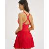 QINSEN Womens V Neck Pleated Tennis Dresses Built in Shorts Cross Back Sleeveless Athletic Dress with Pockets(Red)