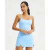 QINSEN Two Piece Womens Spaghetti Strap Tennis Dress with Shorts Racer Back Workout Golf Dresses(Light Blue)