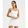 QINSEN Two Piece Womens Spaghetti Strap Tennis Dress with Shorts Racer Back Workout Golf Dresses(White)
