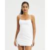 QINSEN Two Piece Womens Spaghetti Strap Tennis Dress with Shorts Racer Back Workout Golf Dresses(White)